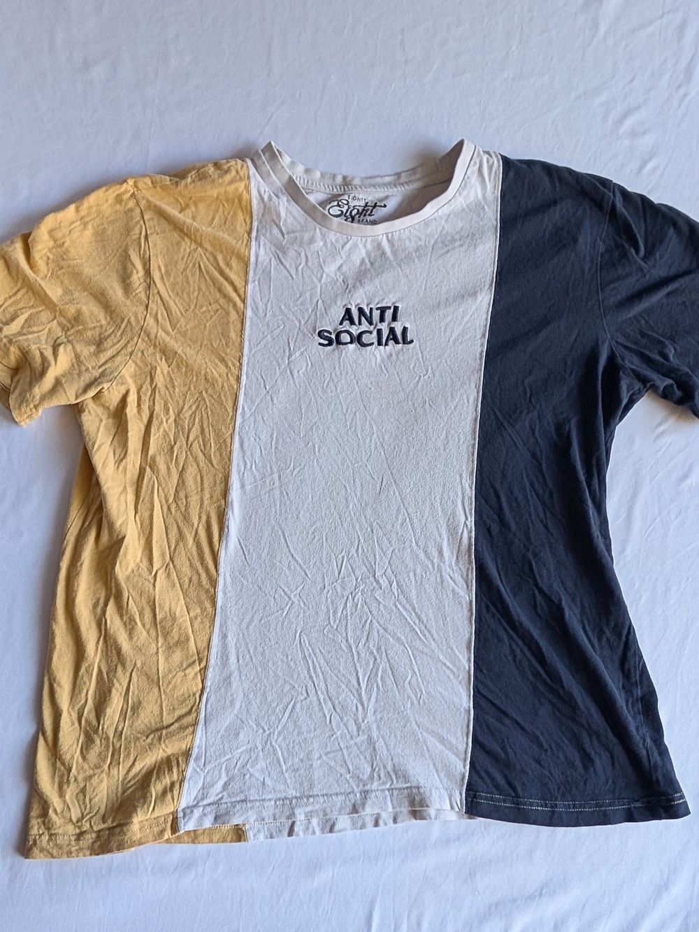 Eighty Eight Anti Social Colorblock Short Sleeve Tee - Yellow, White, Black